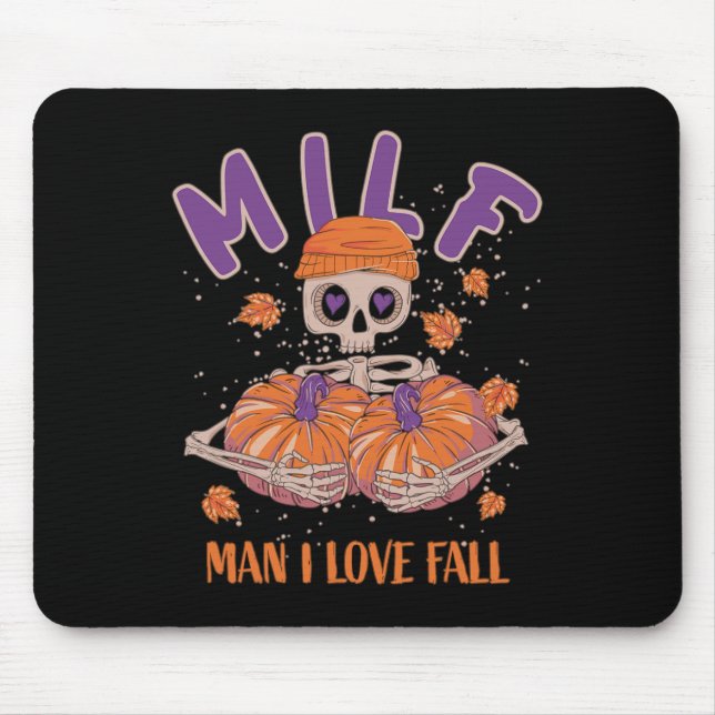 Skeleton Man I Love Fall Funny Skeleton Pumpkin Ha Mouse Pad (Front)