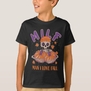 Skeleton Man I Love Fall Funny Skeleton Pumpkin Ha T-Shirt