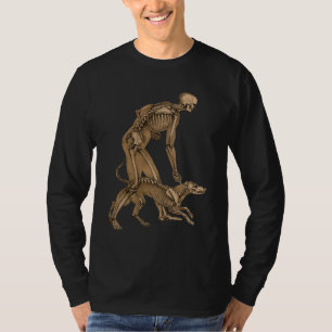 skeleton man with dog human animal anatomy art T-Shirt