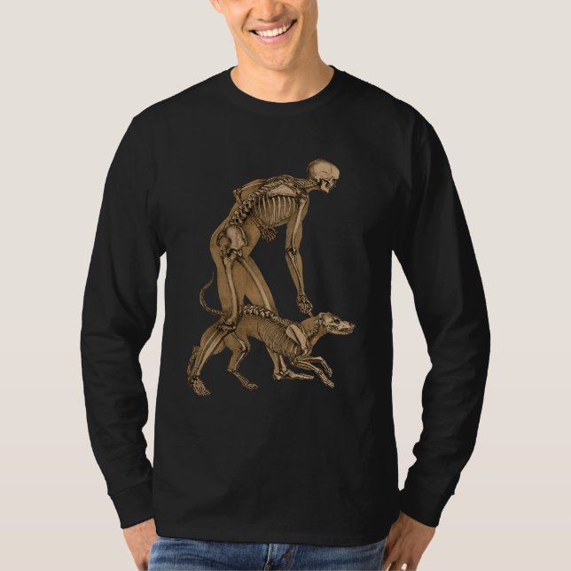 skeleton man with dog human animal anatomy art   T-Shirt (Front)