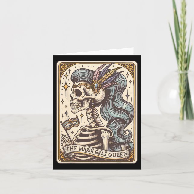 Skeleton Mardi Gras Queen Tarot Card Fat Tuesday C (Front)