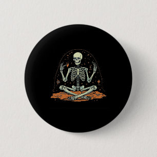 Skeleton Meditating Halloween Costume Yoga Zen Med 6 Cm Round Badge