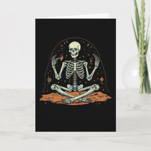 Skeleton Meditating Halloween Costume Yoga Zen Med Card