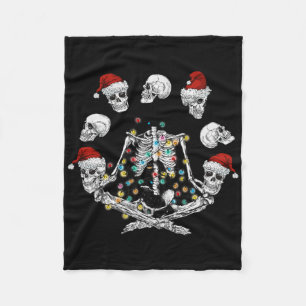 Skeleton Meditation Skull Yoga Christmas Fleece Blanket