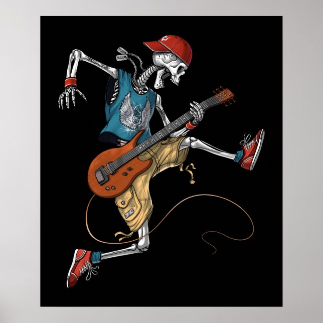 Skeleton Metal Guitarist Poster (Front)