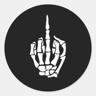 Skeleton Middle Finger Classic Round Sticker