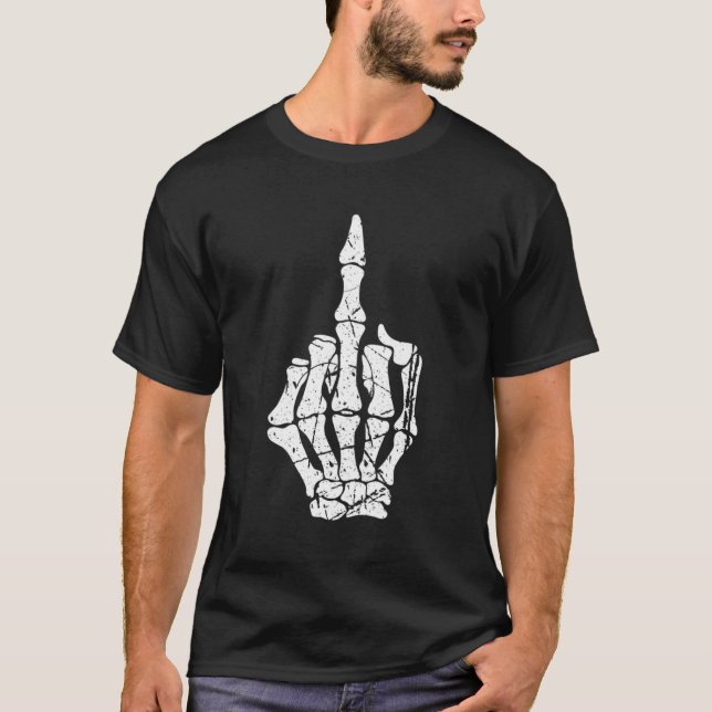 Skeleton Middle Finger T-Shirt (Front)