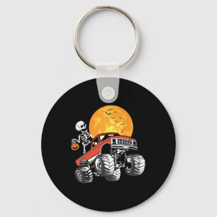 Skeleton Monster Truck Halloween Boys Truck Pumpki Key Ring