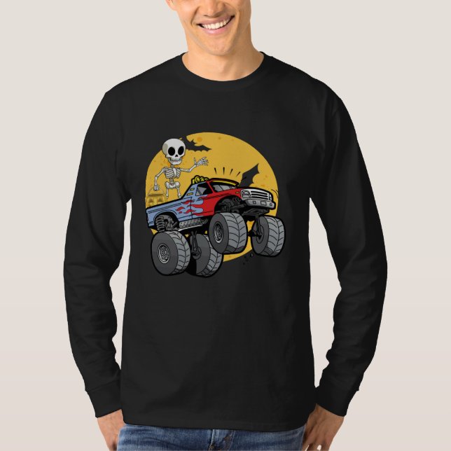 Skeleton Monster Truck Moon Candy Toddler Boys Hal T-Shirt (Front)
