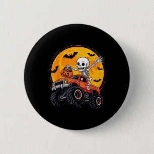 Skeleton Monster Truck Moon Pumpkin Halloween Boys 6 Cm Round Badge