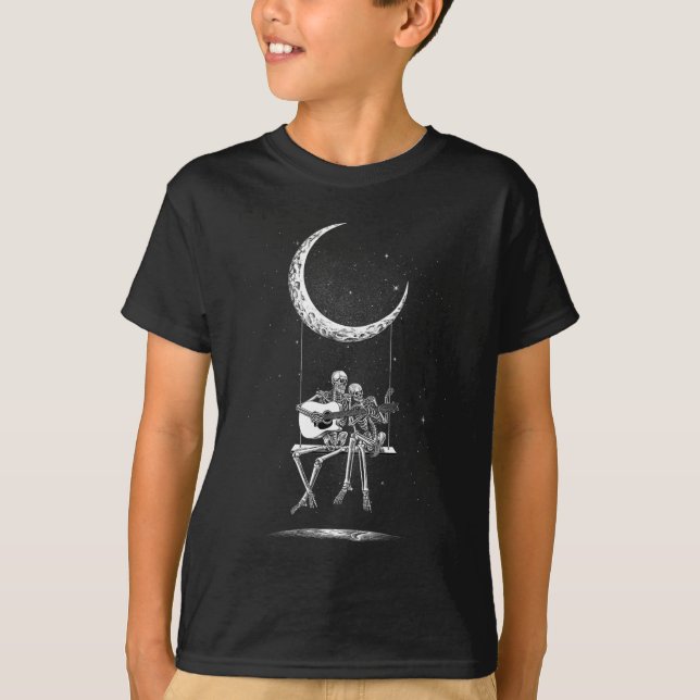 Skeleton Moon Band Tees - Rock And Roll Concert Gr (Front)