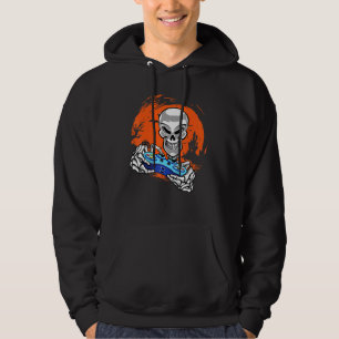 Skeleton Moon Video Game Gamer Gaming Halloween Bo Hoodie