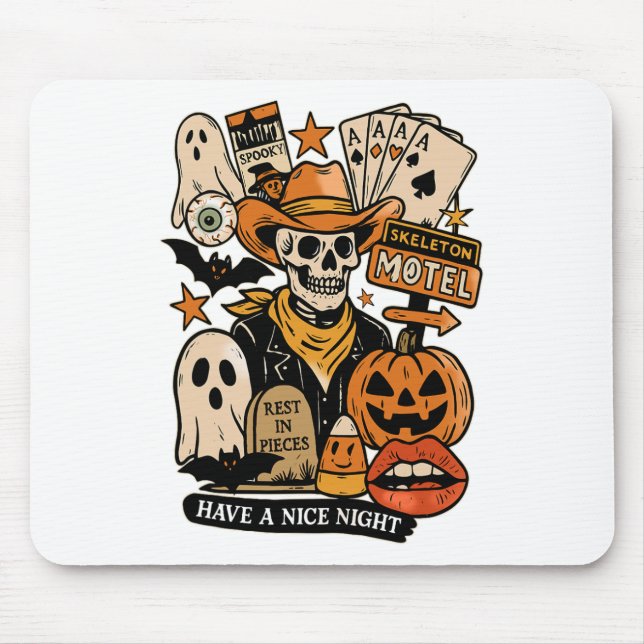 Skeleton Motel Rest In Pieces Have A Nice Night  Mouse Pad (Front)