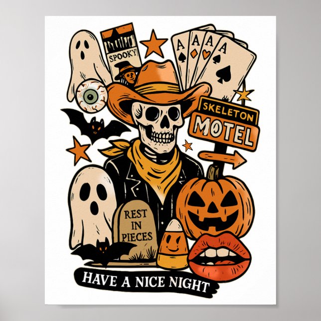 Skeleton Motel Rest In Pieces Have A Nice Night  Poster (Front)