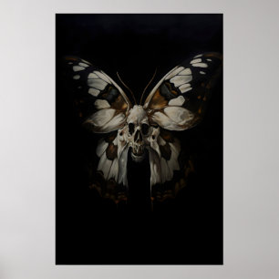 Skeleton Moth Skull Art Print Dark Academia