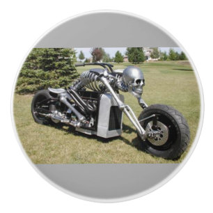 Skeleton Motorcycle on Ceramic Knobs and Pulls