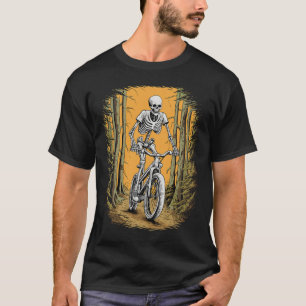 Skeleton Mountain Bike Cyclist Skeleton Halloween  T-Shirt