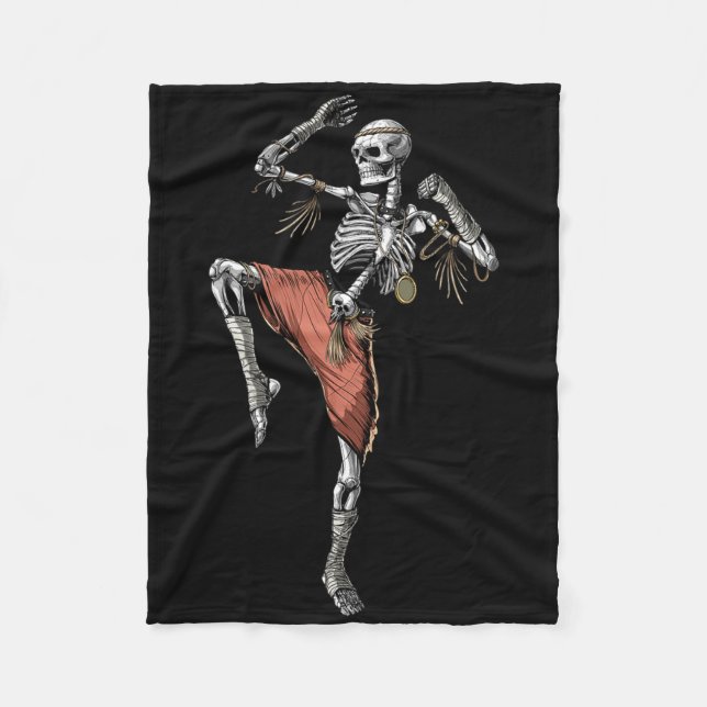Skeleton Muay Thai Boxing Karate Kickboxing Martia Fleece Blanket (Front)