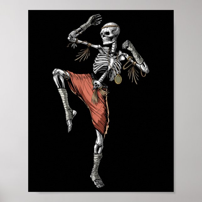 Skeleton Muay Thai Boxing Karate Kickboxing Martia Poster (Front)