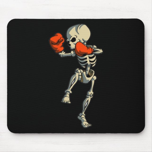 Skeleton Muay Thai Halloween Kickboxing Mma Fighte Mouse Pad (Front)