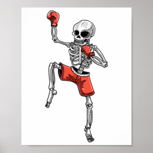 Skeleton Muay Thai Halloween Kickboxing Mma Fighte Poster