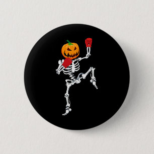Skeleton Muay Thai Halloween Pumpkin Kickboxing Mm 6 Cm Round Badge