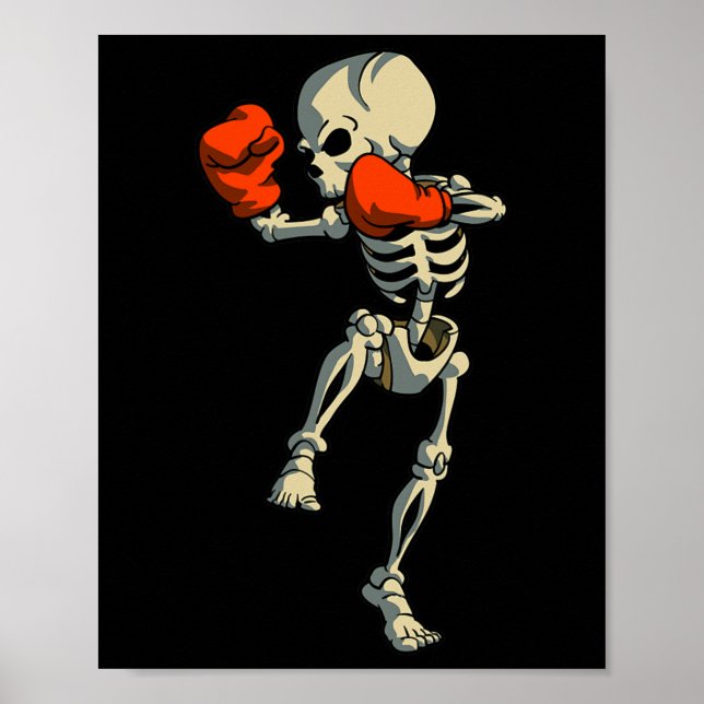 Skeleton Muay Thai Kick Boxing Mma Funny Karate Ha Poster (Front)
