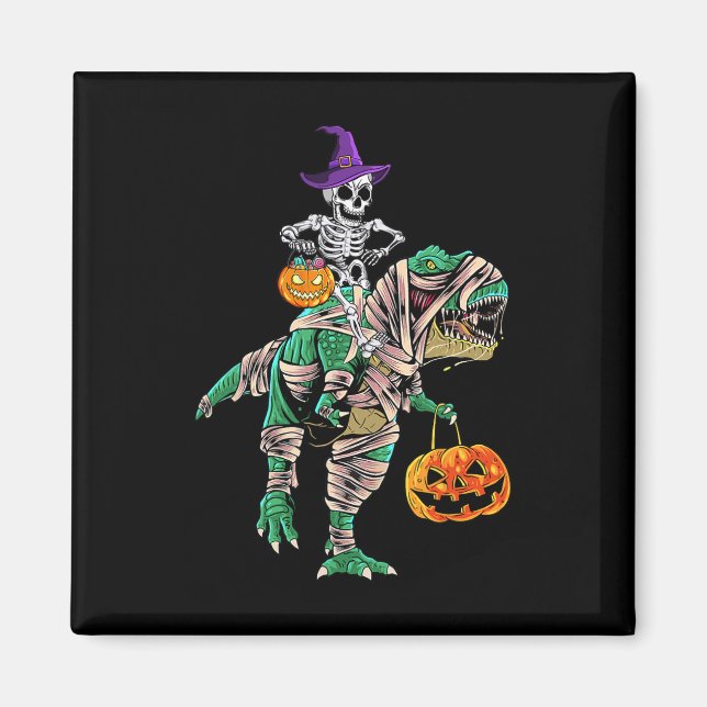 Skeleton Mummy Dinosaur T Rex Halloween  For Boys  Magnet (Front)