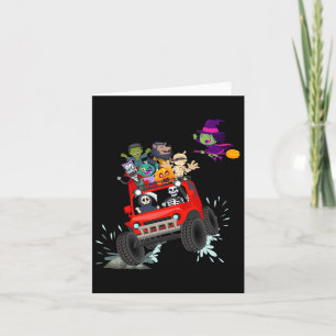 Skeleton Mummy Vampire Zombie Riding Monster Truck Card