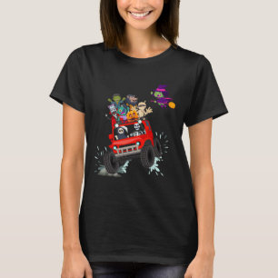 Skeleton Mummy Vampire Zombie Riding Monster Truck T-Shirt