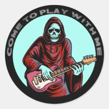 Skeleton musician bass player guitar pick
