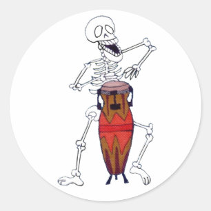 Skeleton Musician Drummer Conga Player Classic Rou Classic Round Sticker