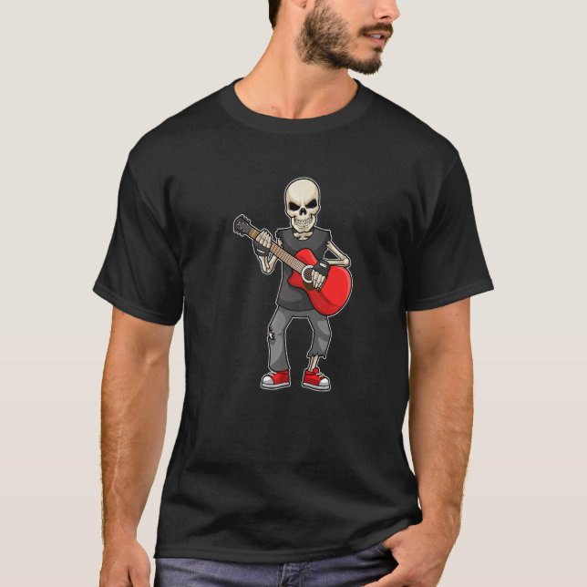 Skeleton Musician Guitar Music T-Shirt (Front)