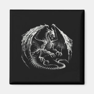 Skeleton Mythical Dragon Breathing Fire Fantasy Ha Magnet