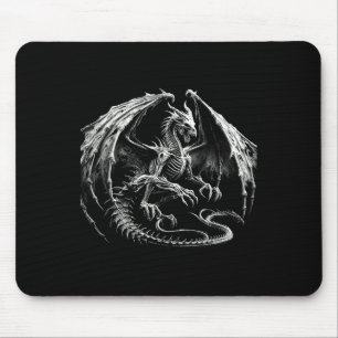 Skeleton Mythical Dragon Breathing Fire Fantasy Ha Mouse Pad