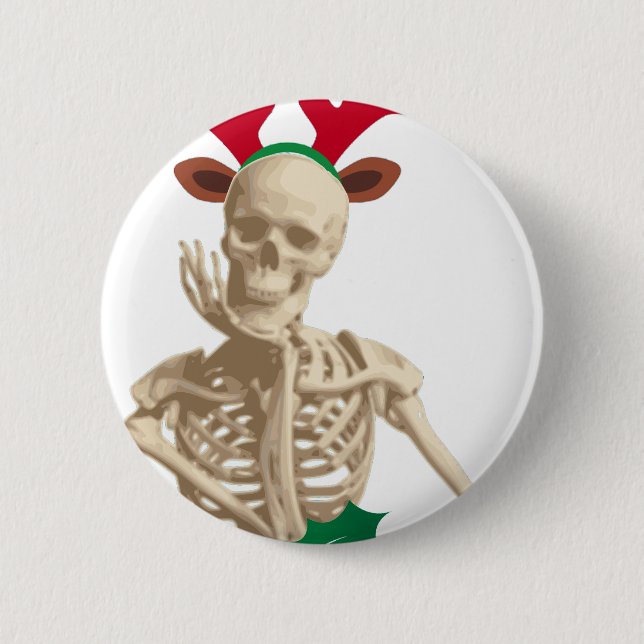 skeleton nightmare christmas 6 cm round badge (Front)