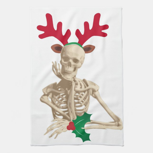 skeleton nightmare christmas tea towel (Vertical)