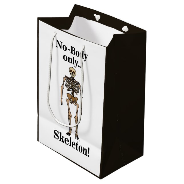 Skeleton No-Body Funny Medium Gift Bag (Front Angled)