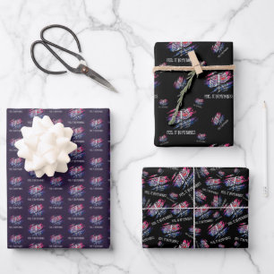 Skeleton on Bisexual Flag Colours Background Wrapping Paper Sheet