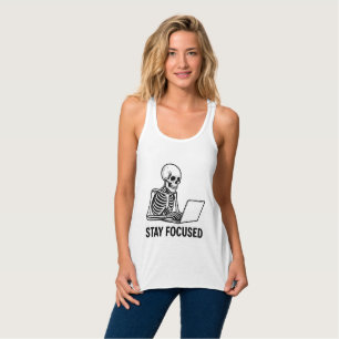 Skeleton on Laptop – Stay Focused Singlet