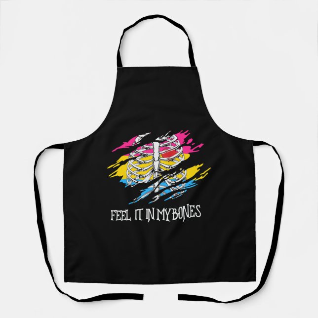 Skeleton on Pansexual Flag Colours Background Apron (Front)