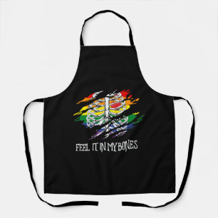 Skeleton on Rainbow Flag Colours Background Apron