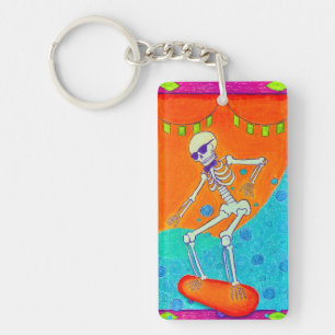 Skeleton on Skateboard Key Ring