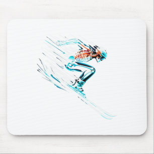 Skeleton On Skis In Action Skiing Mouse Pad