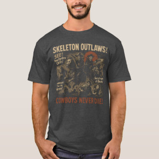 Skeleton Outlaws Cowboy Movie Poster Halloween gir T-Shirt
