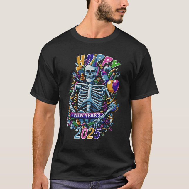 Skeleton Party New Year's  T-Shirt (Front)