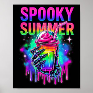Skeleton Party Summerween Vibes Spooky Summer Drin Poster
