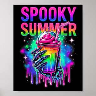 Skeleton Party Summerween Vibes Spooky Summer Drin Poster