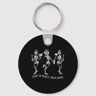 Skeleton Peace Dead Ends Hairstylist Halloween Key Ring