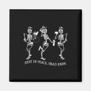 Skeleton Peace Dead Ends Hairstylist Halloween Magnet